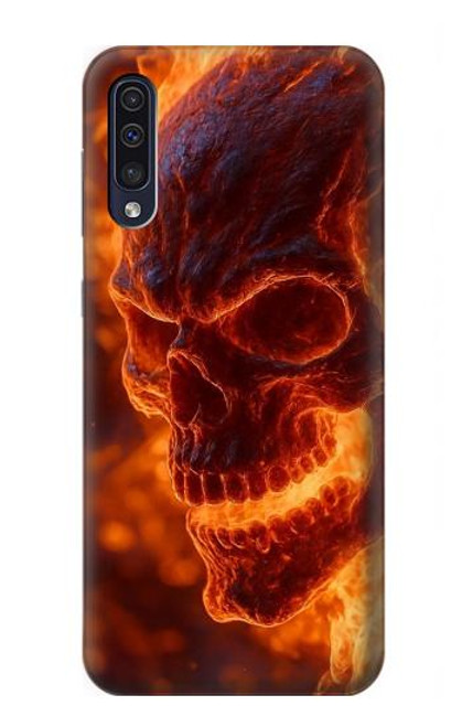 S4062 火の頭蓋骨 Fire Skull Samsung Galaxy A50 バックケース、フリップケース・カバー
