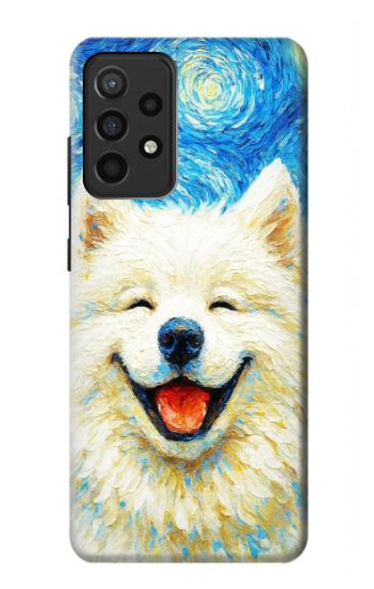 S4064 笑顔の犬 ゴッホの星月夜 Smile Dog Van Gogh Starry Night Samsung Galaxy A52, Galaxy A52 5G バックケース、フリップケース・カバー