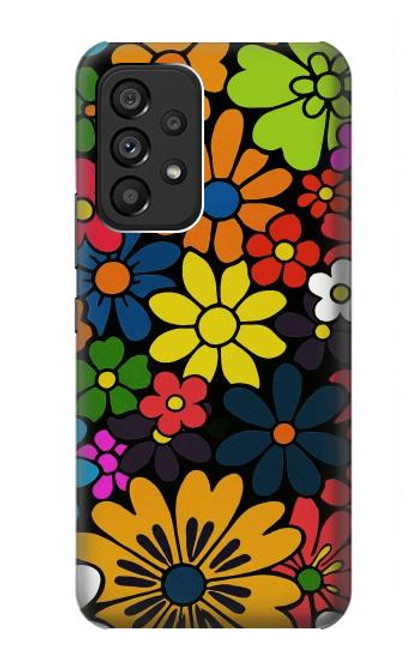 S4043 カラフルな花の漫画 Colorful Flowers Cartoon Samsung Galaxy A53 5G バックケース、フリップケース・カバー