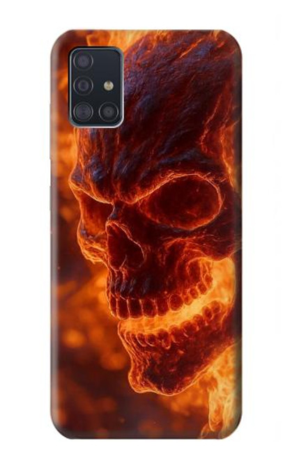 S4062 火の頭蓋骨 Fire Skull Samsung Galaxy A51 バックケース、フリップケース・カバー
