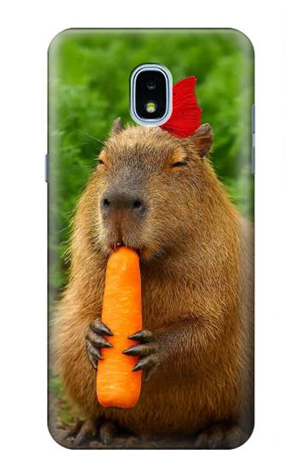 S4068 カピバラ蝶 Capybara Butterfly Samsung Galaxy J3 (2018), J3 Star, J3 V 3rd Gen, J3 Orbit, J3 Achieve, Express Prime 3, Amp Prime 3 バックケース、フリップケース・カバー