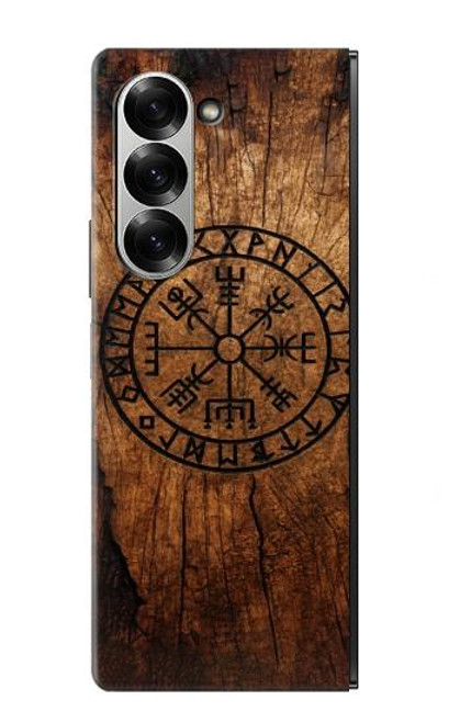 S4036 バイキングのヴェグヴィシルの木 Viking Vegvisir Compass Wood Samsung Galaxy Z Fold 7 バックケース、フリップケース・カバー