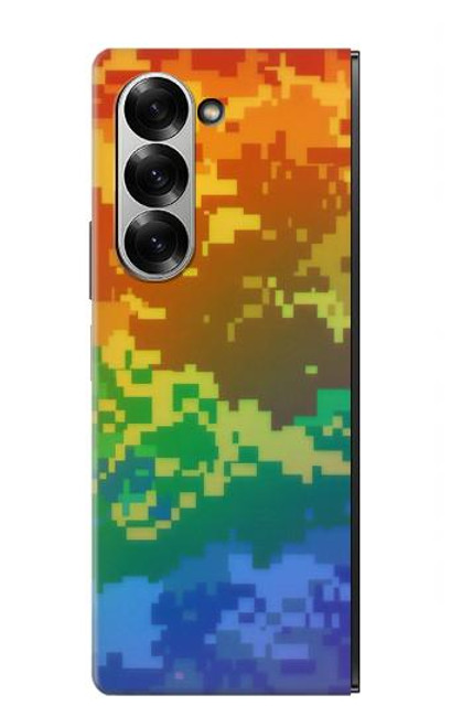 S4047 LGBTQカモフラージュ LGBTQ Camouflage Samsung Galaxy Z Fold 6 バックケース、フリップケース・カバー