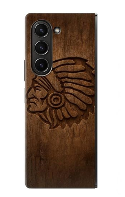 S4035 ネイティブアメリカンの木彫り Native American Wood Carving Samsung Galaxy Z Fold 5 バックケース、フリップケース・カバー