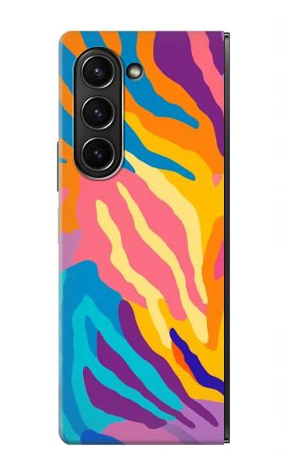 S4037 カラフルなシマウマ柄 Colorful Zebra Pattern Samsung Galaxy Z Fold 5 バックケース、フリップケース・カバー