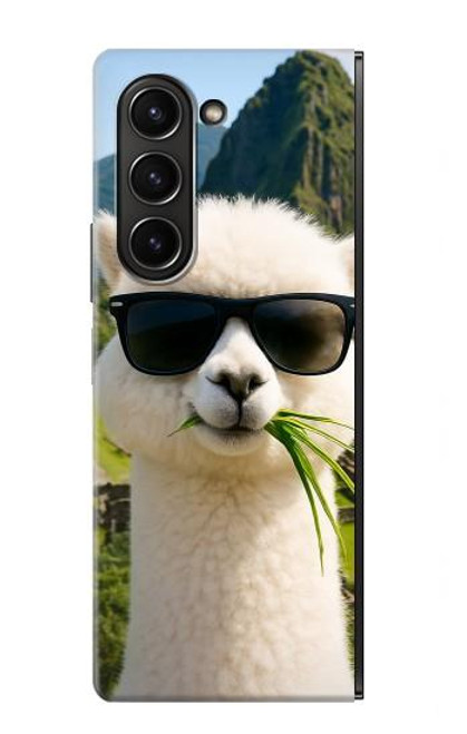 S4069 アルパカのサングラス Alpaca Sunglasses Samsung Galaxy Z Fold 5 バックケース、フリップケース・カバー