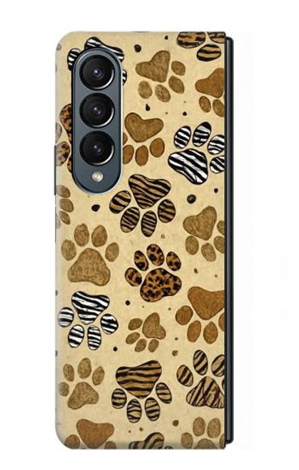 S4032 野生動物の足跡 Wild Animal Paw Foot Print Samsung Galaxy Z Fold 4 バックケース、フリップケース・カバー