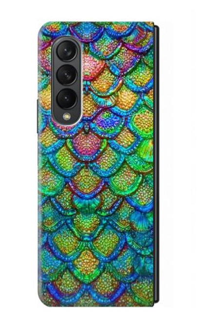 S4071 カラフルな人魚の鱗 Colorful Mermaid Scale Samsung Galaxy Z Fold 3 5G バックケース、フリップケース・カバー