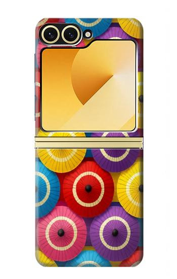 S4065 蛇の目傘柄 Snake Eye Umbrella Pattern Samsung Galaxy Z Flip 6, Flip 7 FE バックケース、フリップケース・カバー