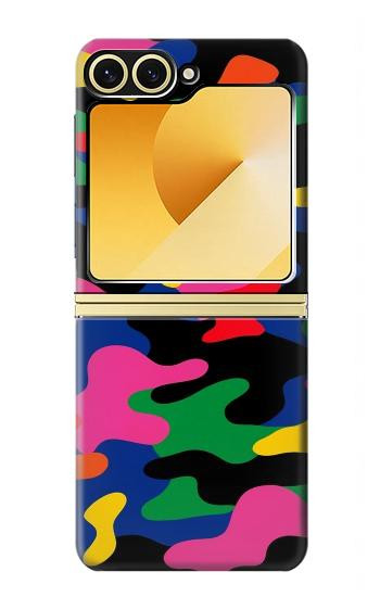 S4072 カラフルなカモフラージュ Colorful Camouflage Samsung Galaxy Z Flip 6, Flip 7 FE バックケース、フリップケース・カバー