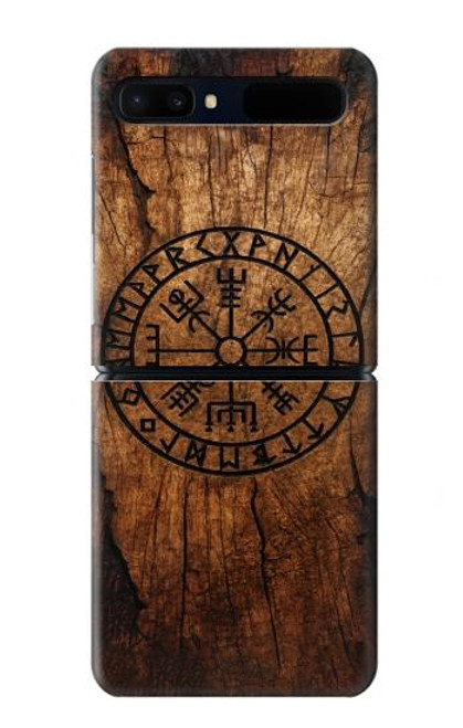S4036 バイキングのヴェグヴィシルの木 Viking Vegvisir Compass Wood Samsung Galaxy Z Flip 5G バックケース、フリップケース・カバー
