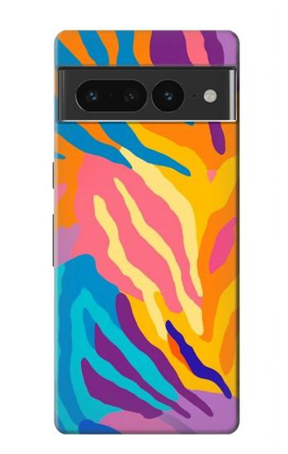 S4037 カラフルなシマウマ柄 Colorful Zebra Pattern Google Pixel 7 Pro バックケース、フリップケース・カバー
