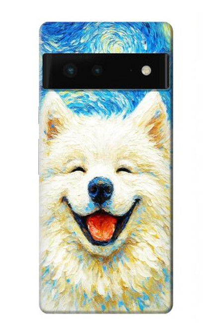 S4064 笑顔の犬 ゴッホの星月夜 Smile Dog Van Gogh Starry Night Google Pixel 6 バックケース、フリップケース・カバー