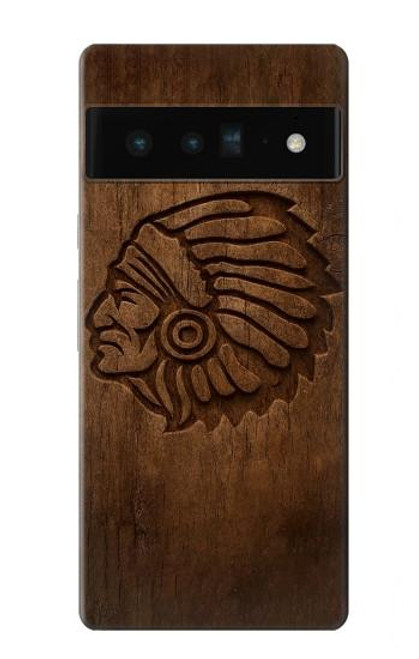 S4035 ネイティブアメリカンの木彫り Native American Wood Carving Google Pixel 6 Pro バックケース、フリップケース・カバー