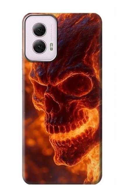 S4062 火の頭蓋骨 Fire Skull Motorola Moto G Power 5G (2024) バックケース、フリップケース・カバー