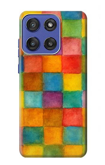 S4077 水彩画 カラフルなチェック柄 Water Color Painting Colorful Check Pattern Motorola Moto G Stylus 5G (2025,2026), Edge 60 Stylus バックケース、フリップケース・カバー