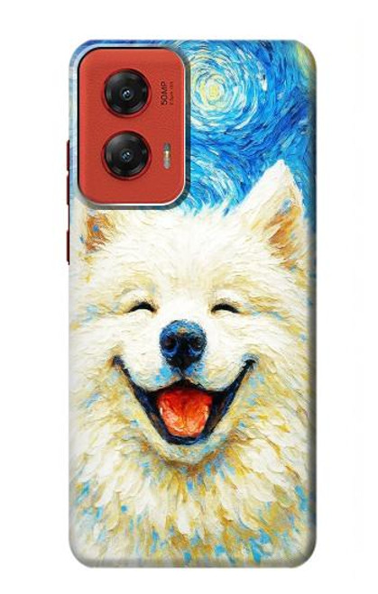 S4064 笑顔の犬 ゴッホの星月夜 Smile Dog Van Gogh Starry Night Motorola Moto G Stylus 5G (2024) バックケース、フリップケース・カバー