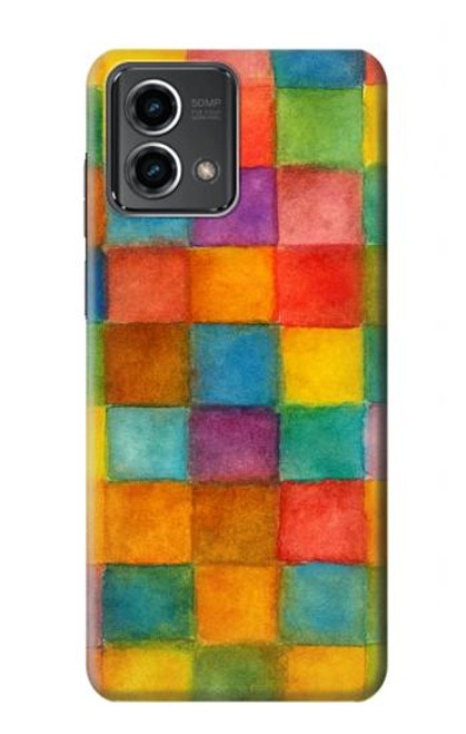 S4077 水彩画 カラフルなチェック柄 Water Color Painting Colorful Check Pattern Motorola Moto G Stylus 5G (2023) バックケース、フリップケース・カバー