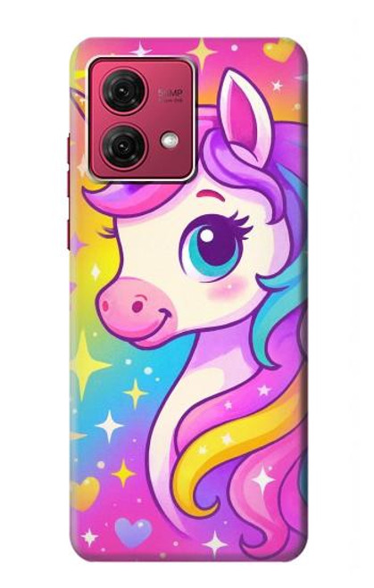 S4057 可愛いユニコーンの漫画 Cute Unicorn Cartoon Motorola Moto G84 バックケース、フリップケース・カバー