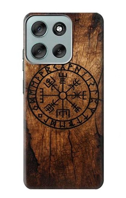 S4036 バイキングのヴェグヴィシルの木 Viking Vegvisir Compass Wood Motorola Moto G56 バックケース、フリップケース・カバー