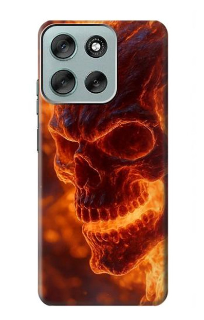 S4062 火の頭蓋骨 Fire Skull Motorola Moto G56 バックケース、フリップケース・カバー