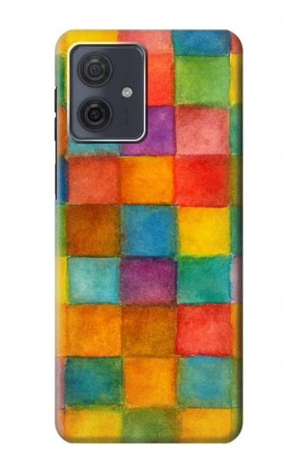 S4077 水彩画 カラフルなチェック柄 Water Color Painting Colorful Check Pattern Motorola Moto G54 バックケース、フリップケース・カバー