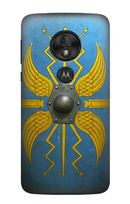 S4052 青いローマの盾 Blue Roman Shield Motorola Moto G7 Power バックケース、フリップケース・カバー