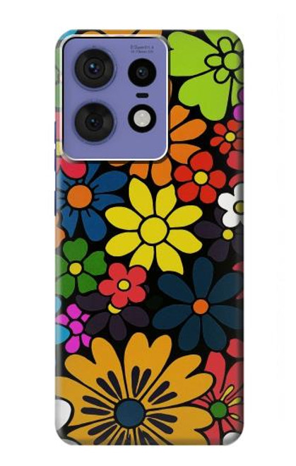 S4043 カラフルな花の漫画 Colorful Flowers Cartoon Motorola Edge 50 Pro バックケース、フリップケース・カバー