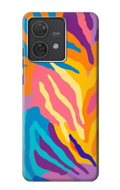 S4037 カラフルなシマウマ柄 Colorful Zebra Pattern Motorola Edge 40 Neo バックケース、フリップケース・カバー