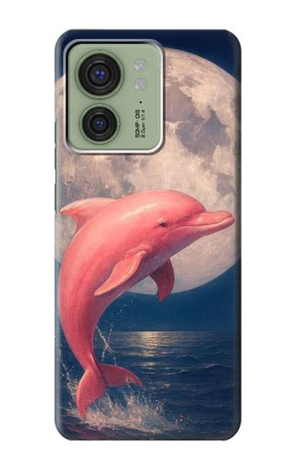 S4045 イルカの月夜 Dolphin Moon Night Motorola Edge (2023), Edge 40 バックケース、フリップケース・カバー