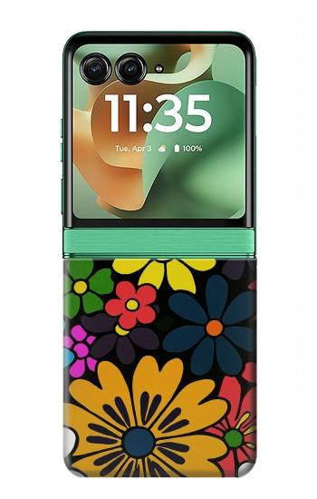 S4043 カラフルな花の漫画 Colorful Flowers Cartoon Motorola Razr 70+,60+, Razr+ (2026, 2025, 2024) バックケース、フリップケース・カバー