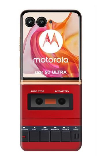 S4073 ヴィンテージの赤いカセットプレーヤーのグラフィック Vintage Red Cassette Player Graphic Motorola Razr 50 Ultra バックケース、フリップケース・カバー