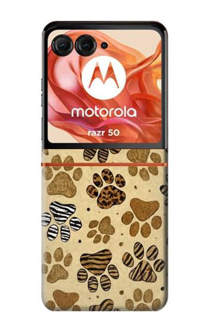 S4032 野生動物の足跡 Wild Animal Paw Foot Print Motorola Razr 50 バックケース、フリップケース・カバー