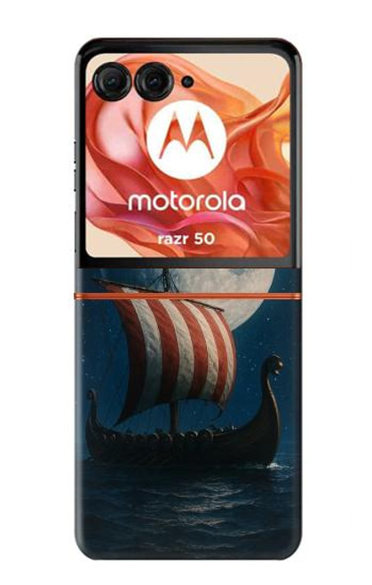 S4040 バイキングの軍艦 Viking War Ship Motorola Razr 50 バックケース、フリップケース・カバー
