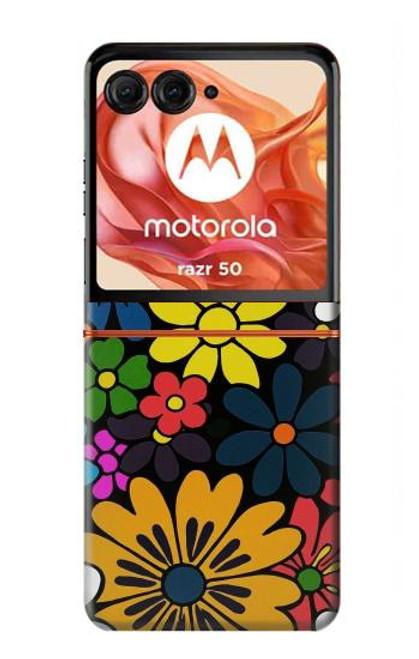 S4043 カラフルな花の漫画 Colorful Flowers Cartoon Motorola Razr 50 バックケース、フリップケース・カバー