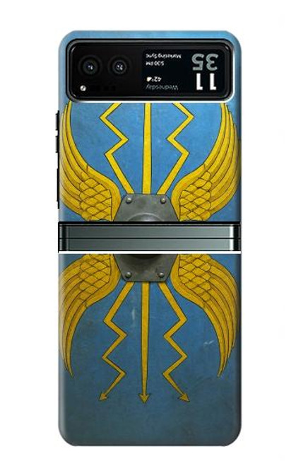 S4052 青いローマの盾 Blue Roman Shield Motorola Razr 40 バックケース、フリップケース・カバー