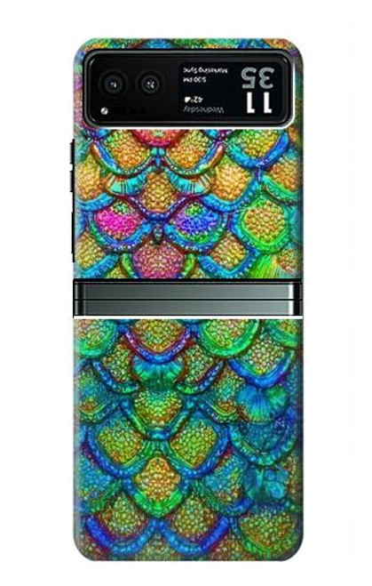 S4071 カラフルな人魚の鱗 Colorful Mermaid Scale Motorola Razr 40 バックケース、フリップケース・カバー