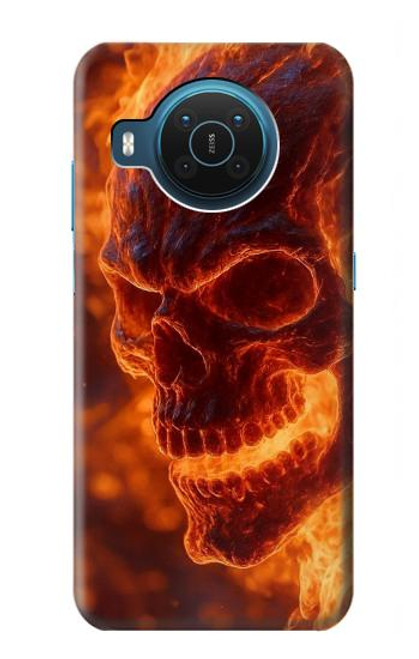 S4062 火の頭蓋骨 Fire Skull Nokia X20 バックケース、フリップケース・カバー