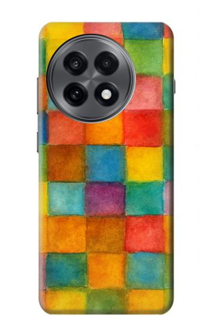 S4077 水彩画 カラフルなチェック柄 Water Color Painting Colorful Check Pattern OnePlus 13R バックケース、フリップケース・カバー