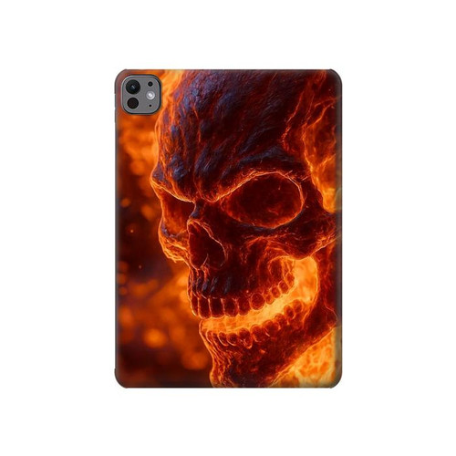 S4062 火の頭蓋骨 Fire Skull iPad Pro 11 (2024) タブレットケース