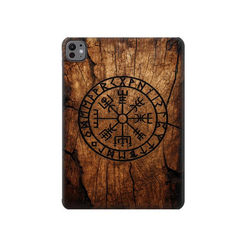 S4036 バイキングのヴェグヴィシルの木 Viking Vegvisir Compass Wood iPad Air (2020, 2022), Air 11 (2024,2025,2026), Pro 11 (2022) タブレットケース