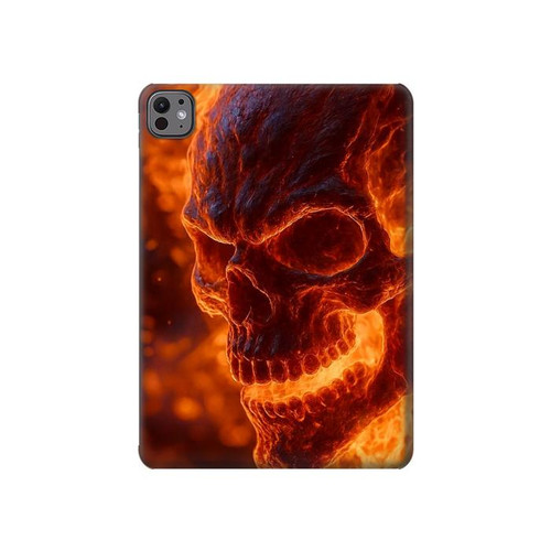 S4062 火の頭蓋骨 Fire Skull iPad Air (2020, 2022), Air 11 (2024,2025,2026), Pro 11 (2022) タブレットケース
