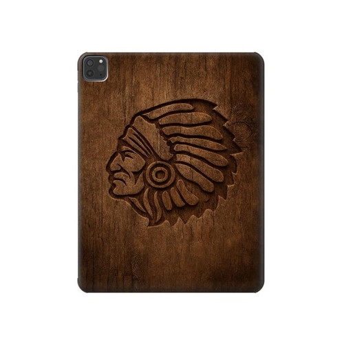 S4035 ネイティブアメリカンの木彫り Native American Wood Carving iPad Pro 11 (2021,2020,2018, 3rd, 2nd, 1st) タブレットケース