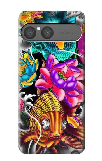 S1630 魚日本タトゥー Fish Japanese Oriental Tattoo Sony Xperia 10 VII バックケース、フリップケース・カバー