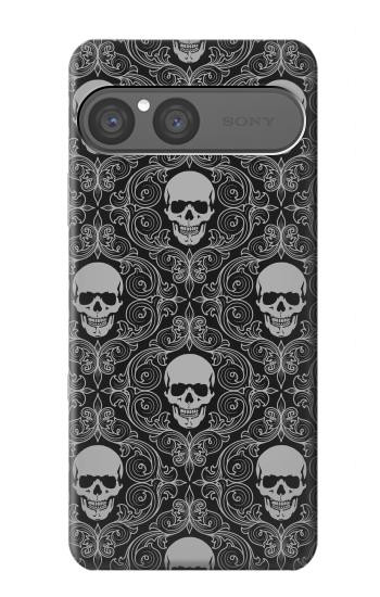S2371 スカルヴィンテージモノクロのパターン Skull Vintage Monochrome Pattern Sony Xperia 10 VII バックケース、フリップケース・カバー