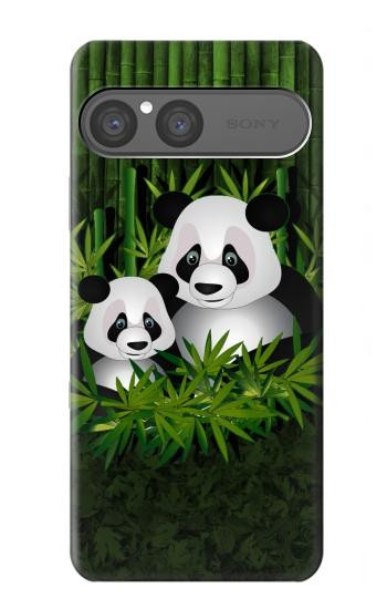 S2441 パンダファミリー 竹林 Panda Family Bamboo Forest Sony Xperia 10 VII, 10 VIII バックケース、フリップケース・カバー