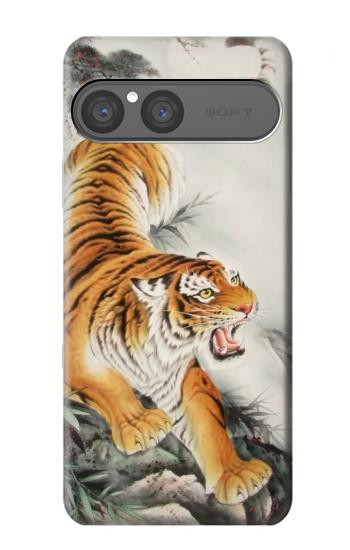 S2751 虎の絵画 Chinese Tiger Brush Painting Sony Xperia 10 VII バックケース、フリップケース・カバー