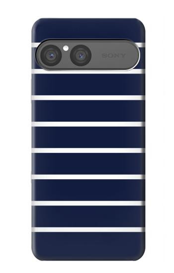S2767 ネイビーホワイトストライプ Navy White Striped Sony Xperia 10 VII バックケース、フリップケース・カバー