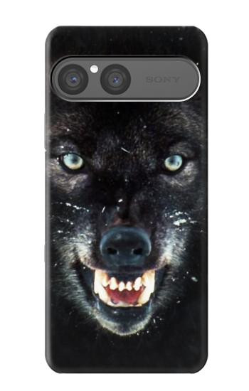 S2823 ブラックウルフ Black Wolf Blue Eyes Face Sony Xperia 10 VII バックケース、フリップケース・カバー