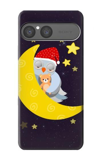 S2849 かわいいスリーピーフクロウ Cute Sleepy Owl Moon Night Sony Xperia 10 VII バックケース、フリップケース・カバー